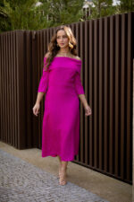 VESTIDO MIDI ROSA TEXTURADO CAI-CAI PONTO CHIC - Image 2