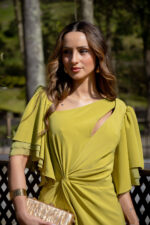 VESTIDO MIDI VERDE OLIVA COM NÓ FRONTAL PONTO CHIC - Image 5