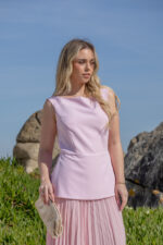 VESTIDO COMPRIDO ROSA COM SAIA PLISSADA PONTO CHIC - Image 6