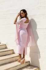 VESTIDO MIDI ROSA COM MANGA FLUIDA PONTO CHIC - Image 5