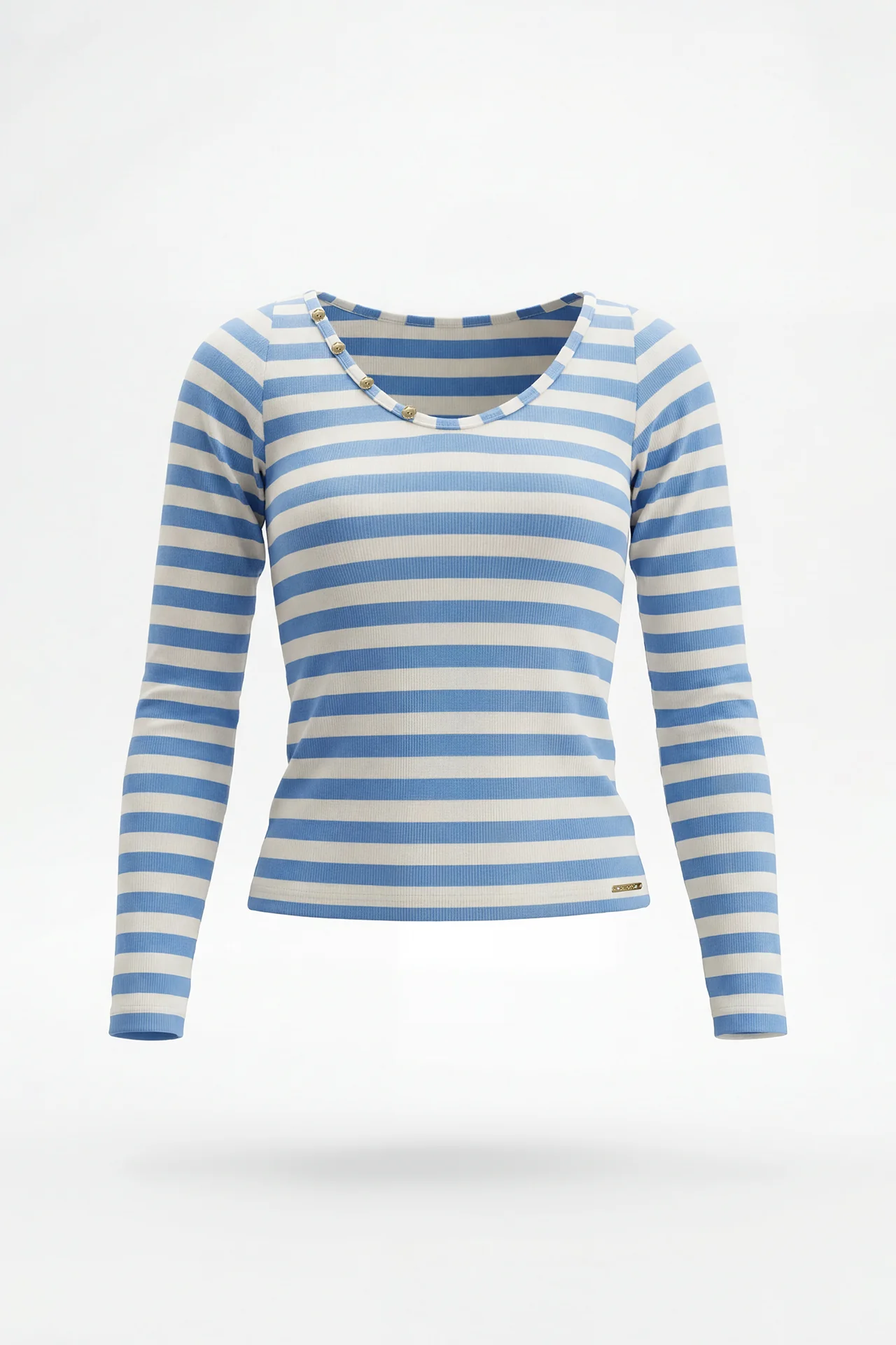 SAHOCO-SS26-67 CAMISOLA DE MALHA CANELADA ÀS RISCAS AZUL SAHOCO - Image 1