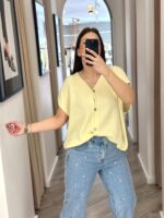 COLETE AMARELO EM MALHA SUAVE PONTO CHIC - Image 2