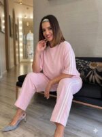 CONJUNTO ROSA COM SWEAT E CALÇA COM FAIXA LATERAL PONTO CHIC - Image 2