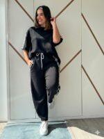 CONJUNTO PRETO COM SWEAT E CALÇA COM FAIXA LATERAL PONTO CHIC - Image 2