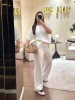 CONJUNTO BRANCO EM MALHA COM SWEATSHIRT E CALÇA PONTO CHIC - Image 3