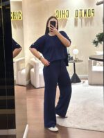 CONJUNTO AZUL MARINHO EM MALHA COM SWEATSHIRT E CALÇA PONTO CHIC - Image 2
