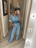 CAMISA DE GANGA AZUL COM BOTÕES JOIA E DETALHE EM CONTRASTE MISS YOU - Image 2