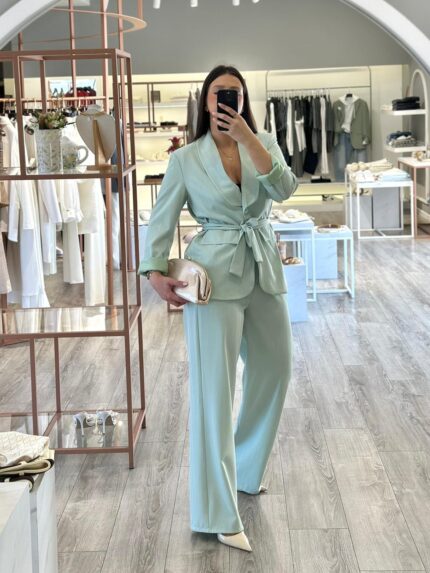 CONJUNTO VERDE ÁGUA COM BLAZER E CALÇA PONTO CHIC
