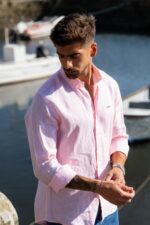 CAMISA ROSA EM ALGODÃO E LINHO JOVITS - Image 2