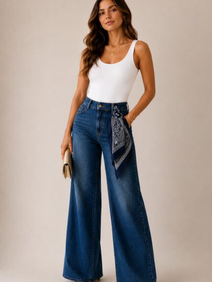 CALÇA DE GANGA ESCURA COM LENÇO DIXIE
