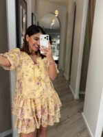 VESTIDO AMARELO FLORAL COM FOLHOS PONTO CHIC - Image 3