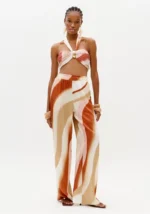 CALÇA ROSA E CAMEL ACETINADA FLUIDA LANÇA PERFUME - Image 3