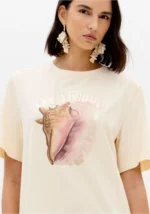 VESTIDO T-SHIRT BEGE COM ESTAMPA FRONTAL LANÇA PERFUME - Image 4