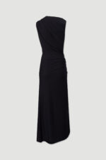 VESTIDO PRETO COMPRIDO  ASSIMETRICO COM DETALHE FRANZIDO FERRACHE - Image 5