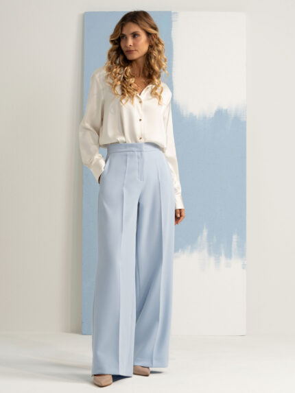 CALÇA AZUL WIDE LEG FLUIDA FERRACHE