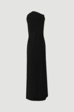 VESTIDO PRETO COMPRIDO COM DRAPEADO E LAÇO NO OMBRO FERRACHE - Image 4