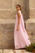 VESTIDO COMPRIDO ROSA COM ECHARPE FERRACHE - Image 3