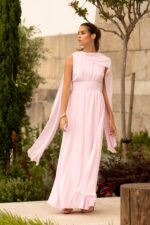 VESTIDO COMPRIDO ROSA COM ECHARPE FERRACHE - Image 2