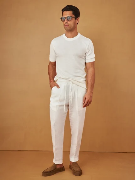 CALÇA DE LINHO OFF-WHITE ZOLF
