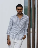 CAMISA GOLA ITALIANA DE LINHO COM RISCA VERDE ZOLF