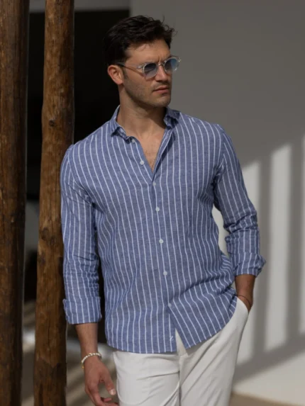 CAMISA GOLA ITALIANA DE LINHO COM CONTRASTE ZOLF