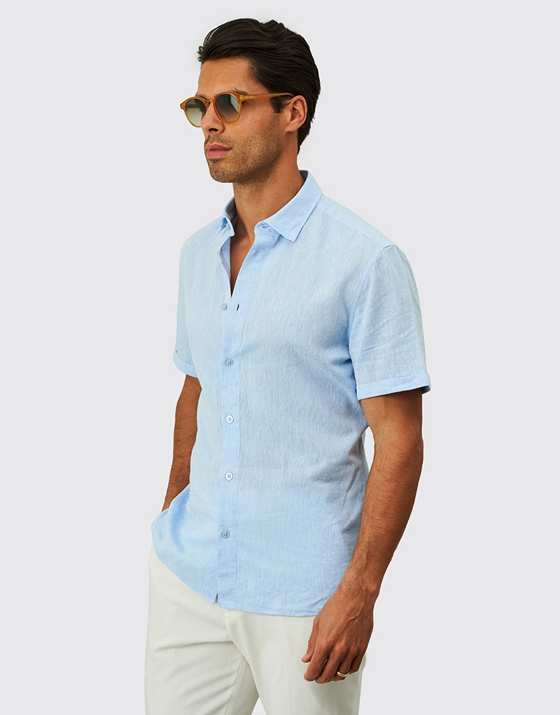261906003_Camisa-De-Linho-Manga-Curta-Gola-Italiana_azul_2 CAMISA DE LINHO MANGA CURTA GOLA ITALIANA AZUL CLARO ZOLF - Image 1