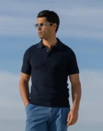 POLO TRICOT ESTRUTURADO COM BOTÕES AZUL ZOLF