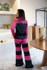 CONJUNTO CROPPED BICOLOR PRETO E FUCSIA COM FRANJAS LOCOLUXO - Image 3