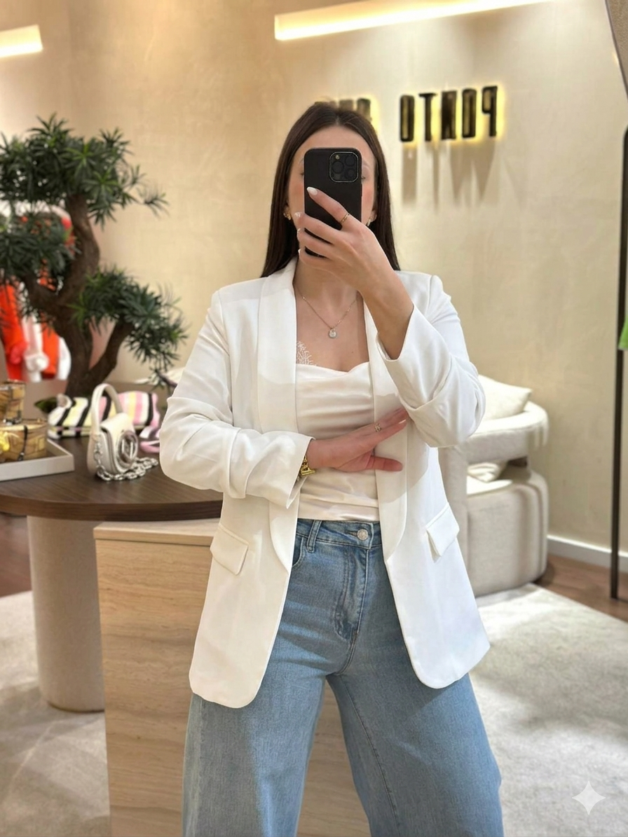 Gemini_Generated_Image_xccy2dxccy2dxccy BLAZER BRANCO COM FRANZIDO NA MANGA PONTO CHIC - Image 1