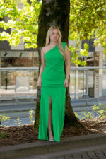 VESTIDO COMPRIDO VERDE COM NÓ PONTO CHIC - Image 3