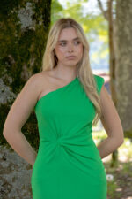 VESTIDO COMPRIDO VERDE COM NÓ PONTO CHIC - Image 5