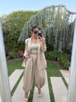 CONJUNTO BEGE ESCURO BLAZER E CALÇA PONTO CHIC - Image 2