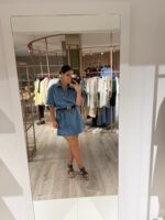 VESTIDO DE GANGA FLORAL COM DECOTE EM V PONTO CHIC - Image 3
