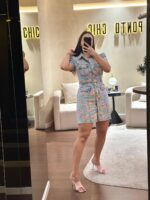 VESTIDO DE GANGA FLORAL COM CINTO PONTO CHIC - Image 3