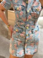 VESTIDO DE GANGA FLORAL COM CINTO PONTO CHIC - Image 4