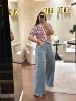CALÇA GANGA WIDE LEG COM AJUSTE NA BAINHA PONTO CHIC - Image 4