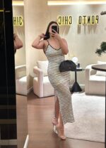 VESTIDO BRANCO E PRETO TEXTURADO COM PADRÃO ÀS RISCA PONTO CHIC - Image 2