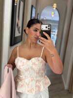 TOP CORSET FLORAL TEXTURADO PONTO CHIC