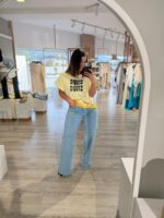 CALÇA GANGA WIDE LEG COM AJUSTE NA BAINHA PONTO CHIC