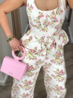 CONJUNTO DE GANGA CALÇA E TOP ESTAMPADO FLORAL ROSA PONTO CHIC - Image 5