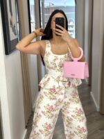 CONJUNTO DE GANGA CALÇA E TOP ESTAMPADO FLORAL ROSA PONTO CHIC - Image 2
