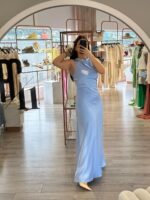 VESTIDO COMPRIDO AZUL ACETINADO PONTO CHIC - Image 4