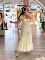 VESTIDO COMPRIDO AMARELO MANTEIGA PONTO CHIC - Image 4