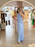VESTIDO COMPRIDO AZUL ACETINADO PONTO CHIC - Image 5