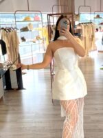 VESTIDO BRANCO ACETINADO COM DETALHE TRANSPARÊNCIA PONTO CHIC - Image 2