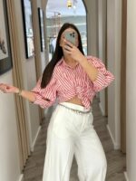 CAMISA CROPPED ÁS RISCAS VERMELHA PONTO CHIC - Image 2