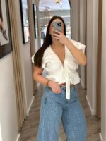 TOP BRANCO COM FOLHOS E MANGA VOLUME PONTO CHIC - Image 2