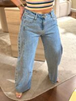 CALÇA DE GANGA WIDE LEG COM COSTURA FRONTAL PONTO CHIC - Image 4