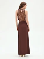 VESTIDO CETIM COM RENDA CASTANHO RINASCIMENTO - Image 4