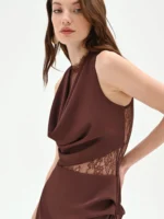 VESTIDO CETIM COM RENDA CASTANHO RINASCIMENTO - Image 2
